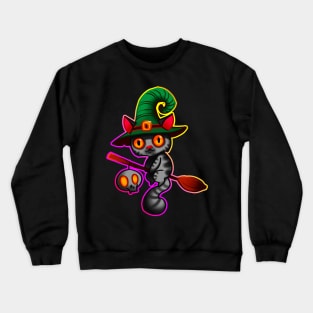 Cat witch with outline Crewneck Sweatshirt